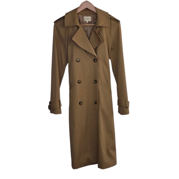 Sezane Scott Trench Coat Camel Belted Size 2 - Picture 2 of 9